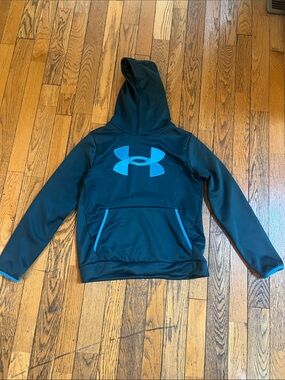 Under Armour Hoodie with Blue Logo and Trim - Kids